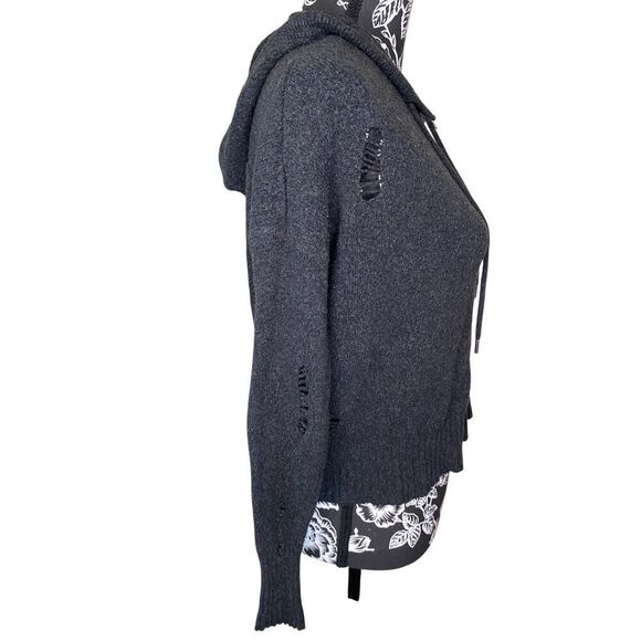 American Eagle Distressed Ripped Cropped Hoodie Zombie Destroyed Sweatshirt - Picture 6 of 14